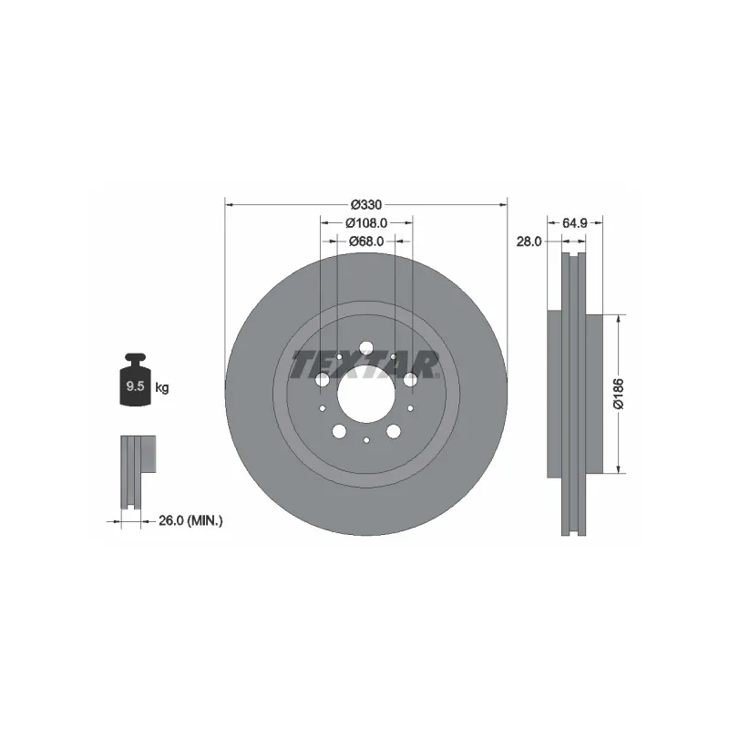 Jeu de 2 disques de frein arrière TEXTAR 92178303