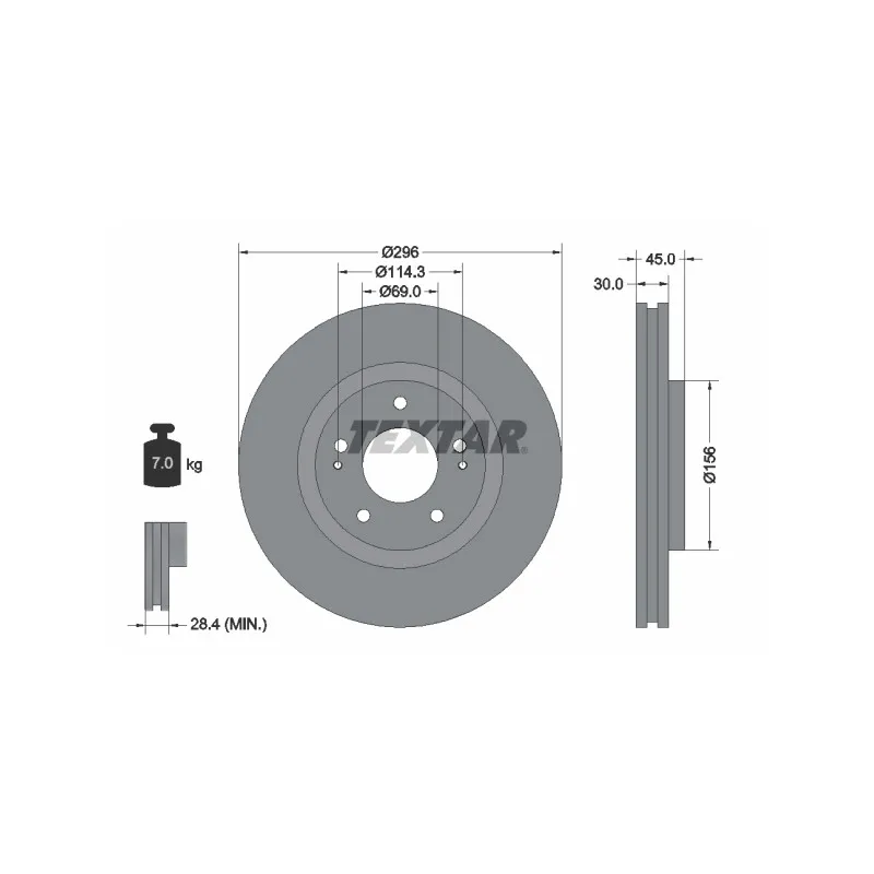 Jeu de 2 disques de frein avant TEXTAR 92178703