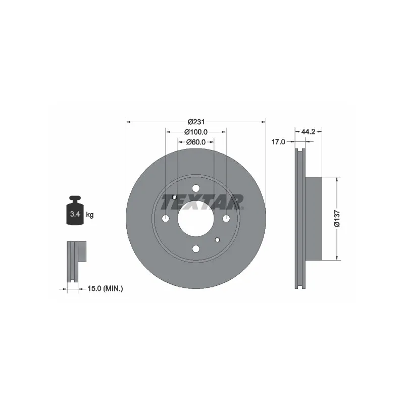 Jeu de 2 disques de frein avant TEXTAR 92179103