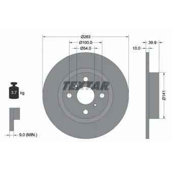 Jeu de 2 disques de frein arrière TEXTAR 92179303