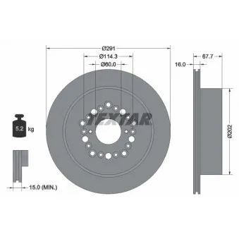 Jeu de 2 disques de frein arrière TEXTAR 92179403