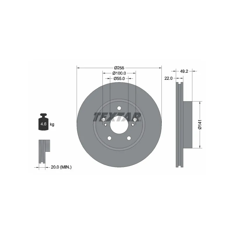 Jeu de 2 disques de frein avant TEXTAR 92179503