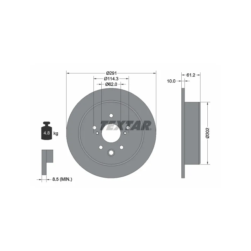 Jeu de 2 disques de frein arrière TEXTAR 92179803