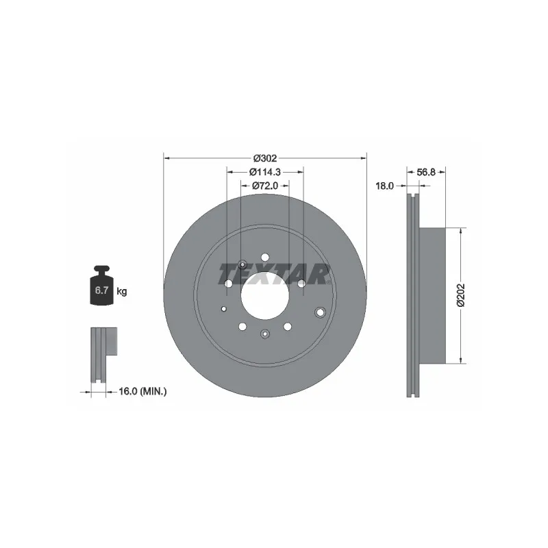Jeu de 2 disques de frein arrière TEXTAR 92180903