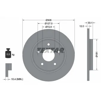 Jeu de 2 disques de frein arrière TEXTAR 92181005