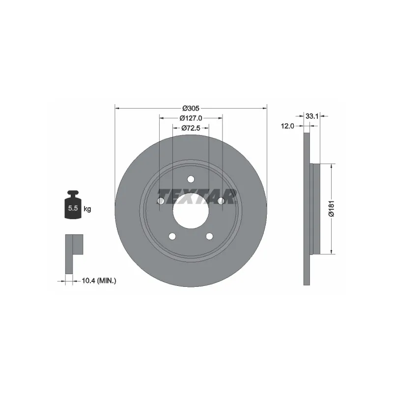 Jeu de 2 disques de frein arrière TEXTAR 92181005