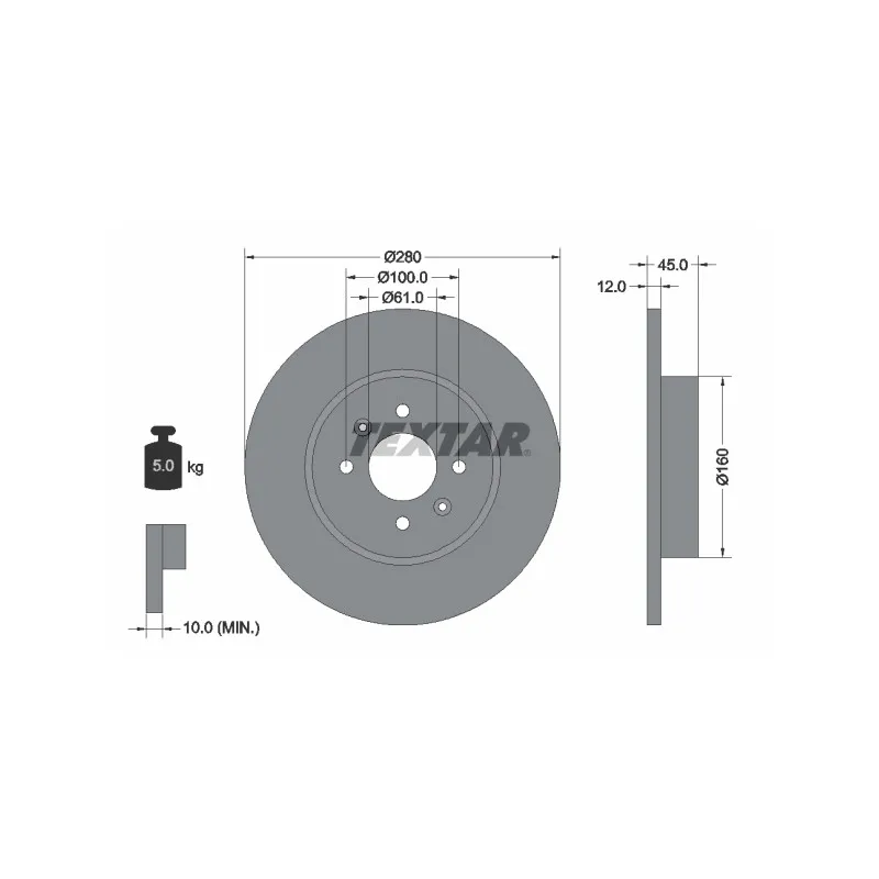 Jeu de 2 disques de frein arrière TEXTAR 92181203