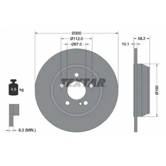 Jeu de 2 disques de frein arrière TEXTAR 92182003