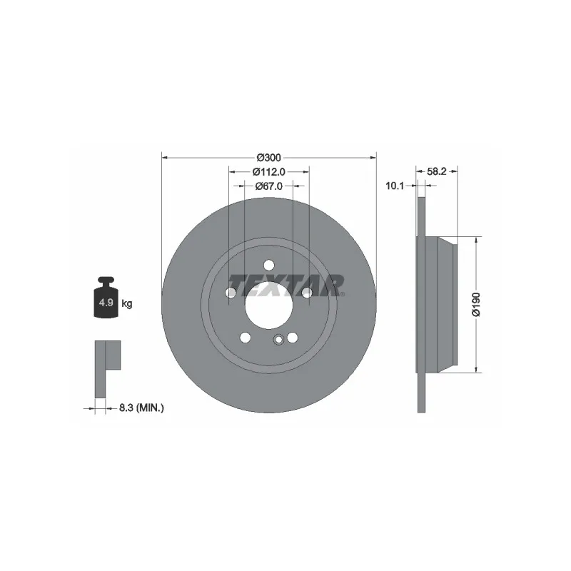 Jeu de 2 disques de frein arrière TEXTAR 92182003