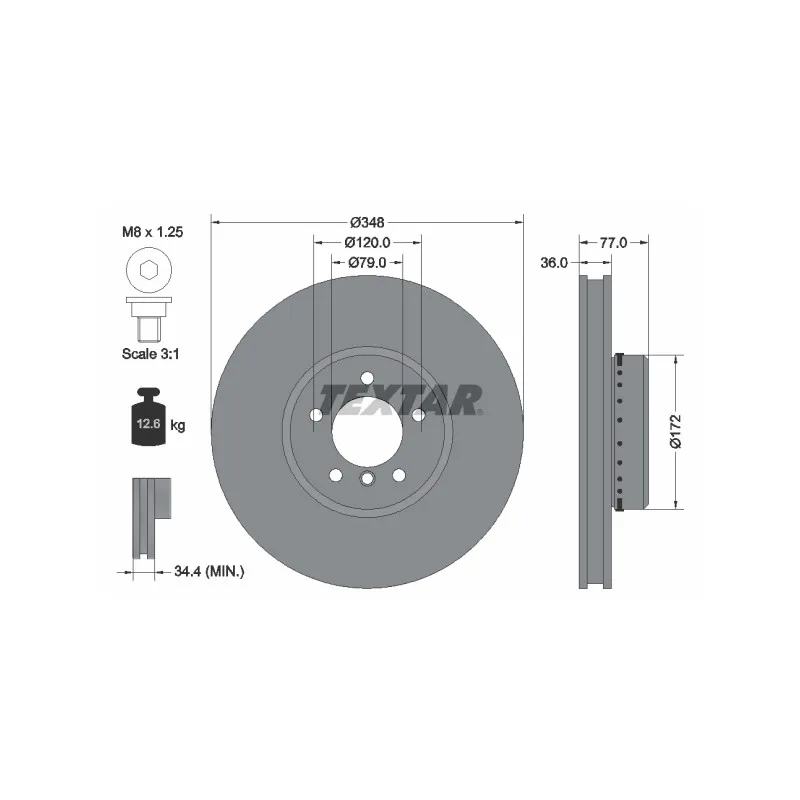 Jeu de 2 disques de frein avant TEXTAR 92182425