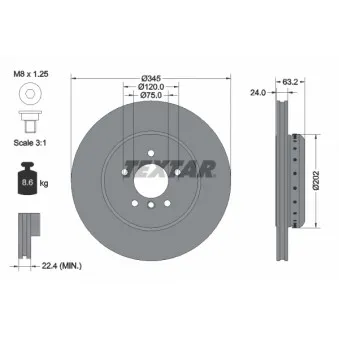 Jeu de 2 disques de frein arrière TEXTAR 92182525