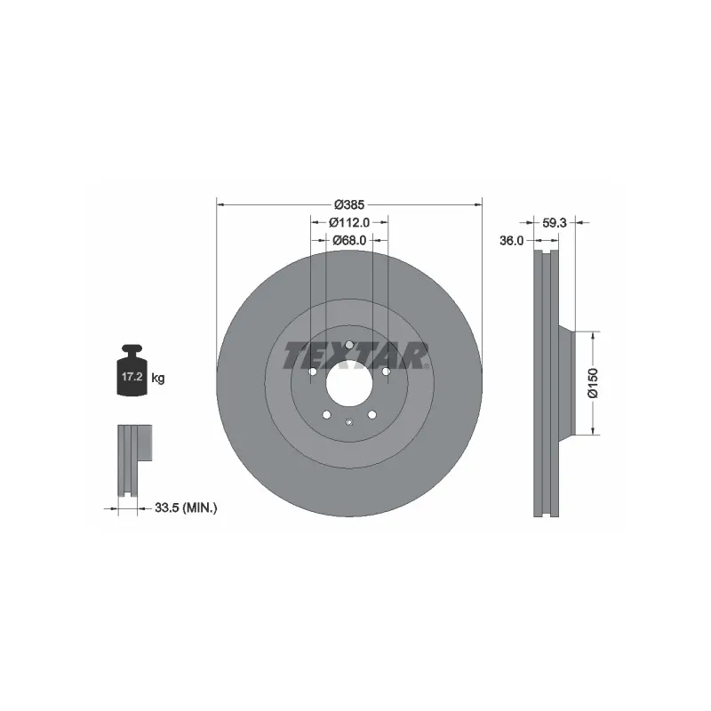 Jeu de 2 disques de frein avant TEXTAR 92184205