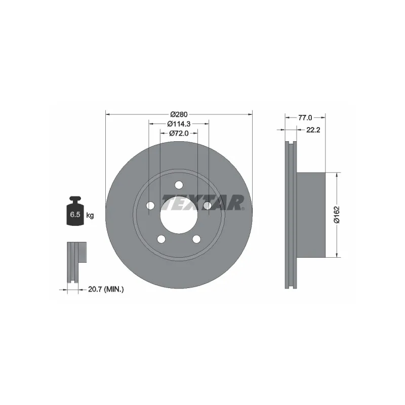 Jeu de 2 disques de frein avant TEXTAR 92184303
