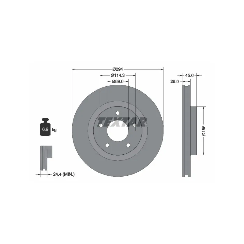 Jeu de 2 disques de frein avant TEXTAR 92184403