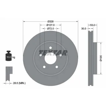 Jeu de 2 disques de frein avant TEXTAR 92184505