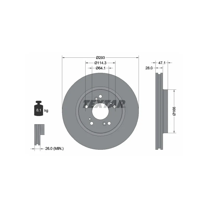 Jeu de 2 disques de frein avant TEXTAR 92184803