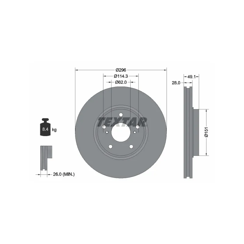 Jeu de 2 disques de frein avant TEXTAR 92185403