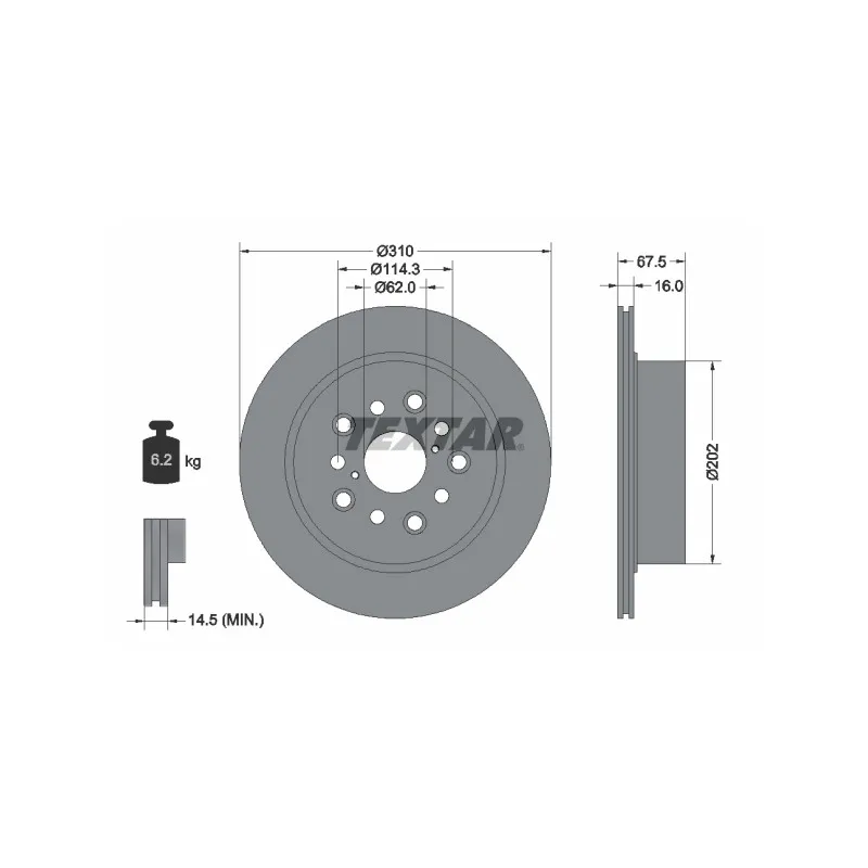 Jeu de 2 disques de frein arrière TEXTAR 92185703