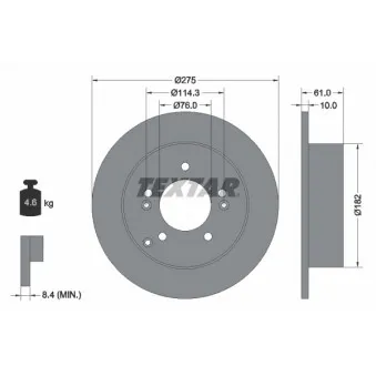 Jeu de 2 disques de frein arrière TEXTAR 92185803