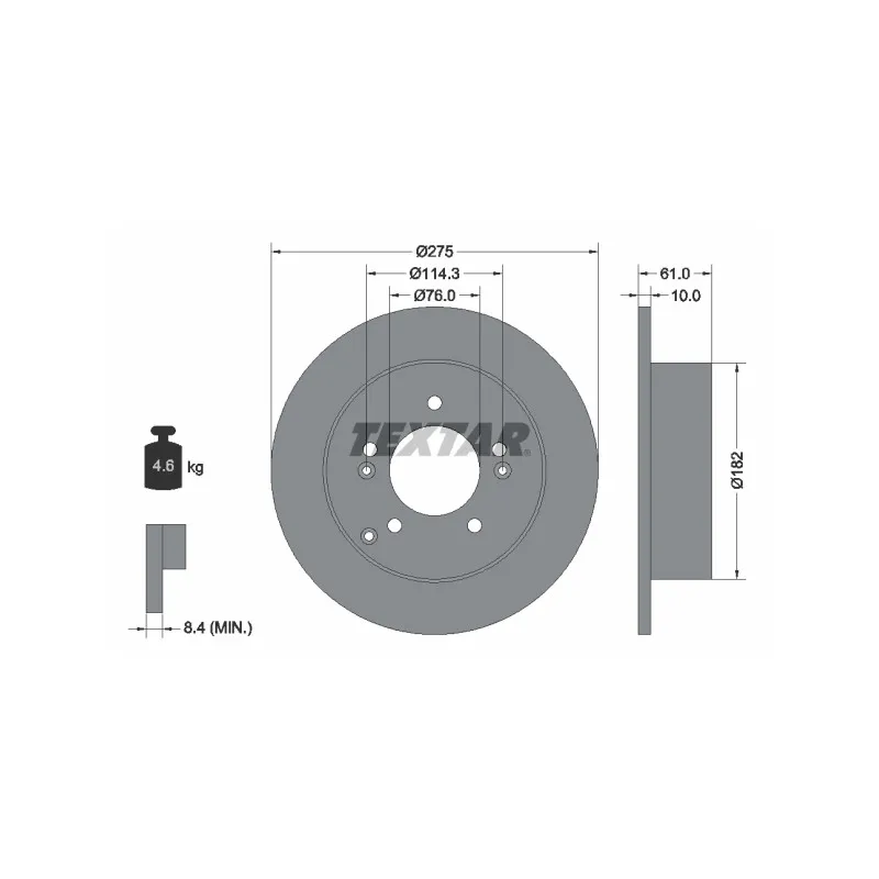 Jeu de 2 disques de frein arrière TEXTAR 92185803