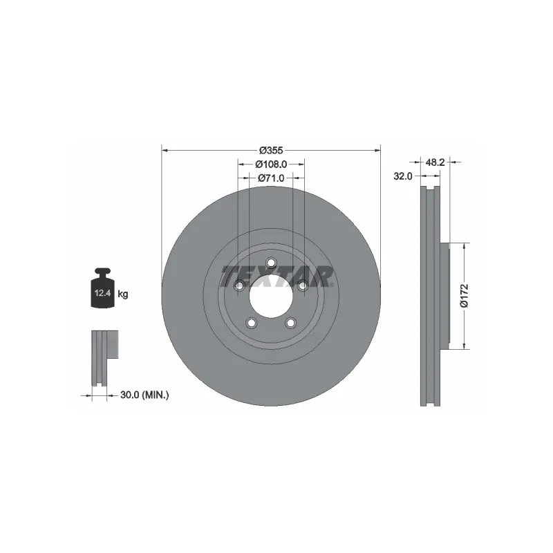 Jeu de 2 disques de frein avant TEXTAR 92186305