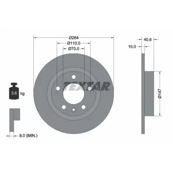 Jeu de 2 disques de frein arrière TEXTAR 92186403