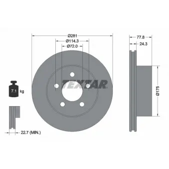 Jeu de 2 disques de frein avant TEXTAR 92186803