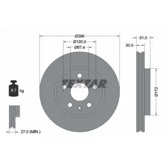 Jeu de 2 disques de frein avant TEXTAR 92186903