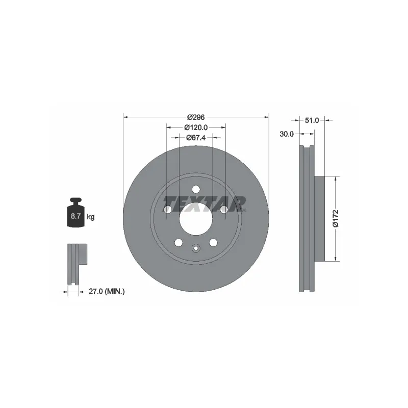 Jeu de 2 disques de frein avant TEXTAR 92186903