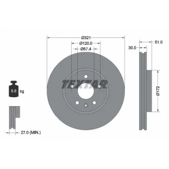 Jeu de 2 disques de frein avant TEXTAR 92187005