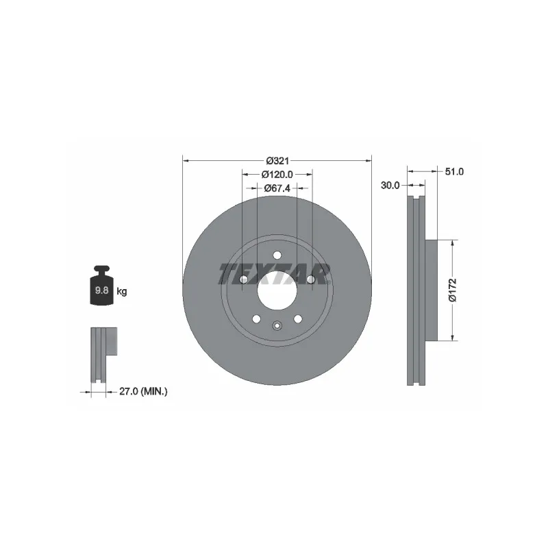Jeu de 2 disques de frein avant TEXTAR 92187005