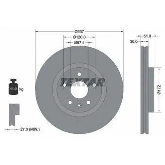 Jeu de 2 disques de frein avant TEXTAR 92187103