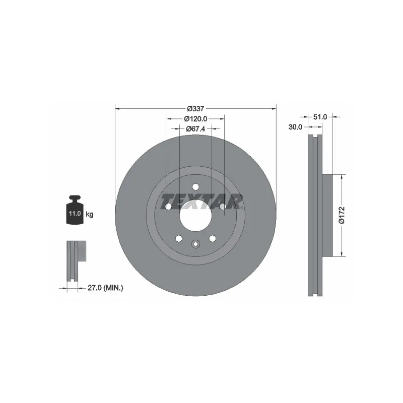 Jeu de 2 disques de frein avant TEXTAR 92187103