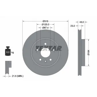 Jeu de 2 disques de frein arrière TEXTAR 92187303