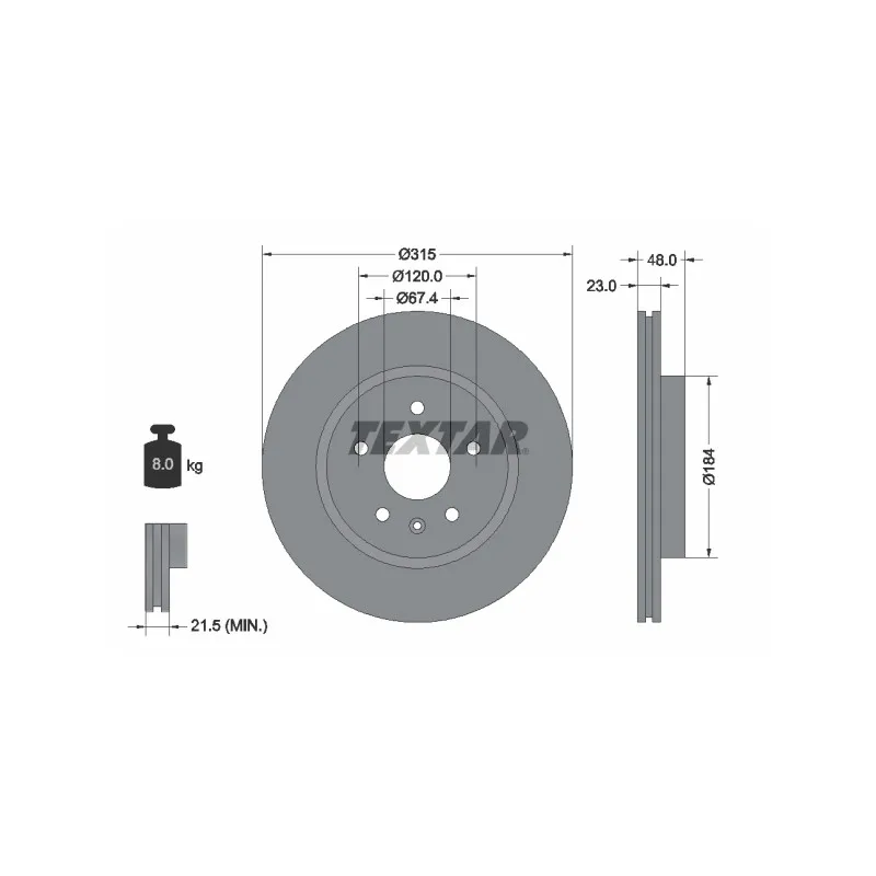 Jeu de 2 disques de frein arrière TEXTAR 92187303
