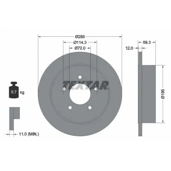 Jeu de 2 disques de frein arrière TEXTAR 92194003