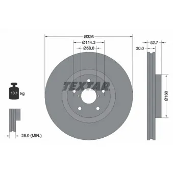 Jeu de 2 disques de frein avant TEXTAR 92194303