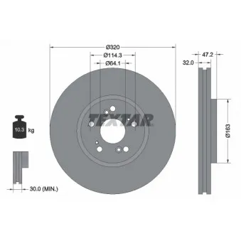 Jeu de 2 disques de frein avant TEXTAR 92194900