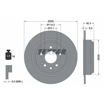 Jeu de 2 disques de frein arrière TEXTAR 92195100