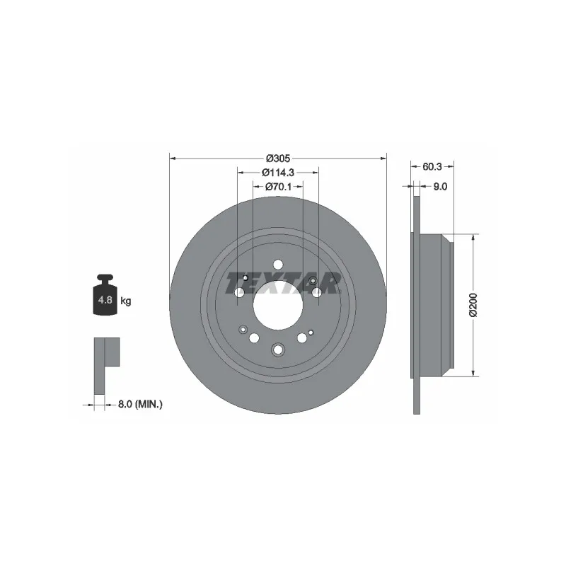 Jeu de 2 disques de frein arrière TEXTAR 92195100