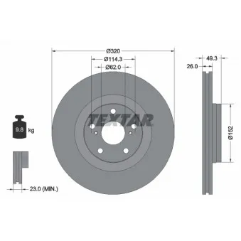 Jeu de 2 disques de frein avant TEXTAR 92195303
