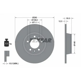Jeu de 2 disques de frein arrière TEXTAR 92195803