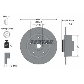 Jeu de 2 disques de frein arrière TEXTAR 92195903