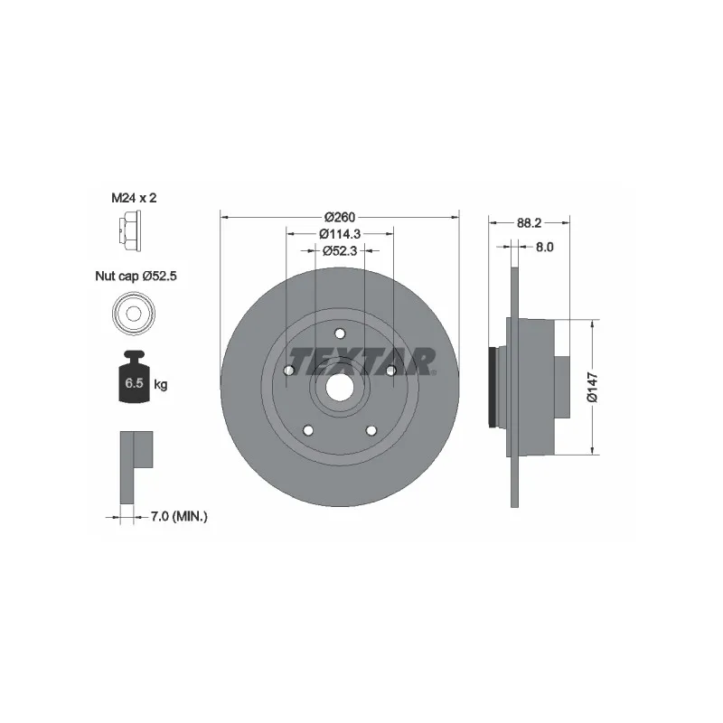 Jeu de 2 disques de frein arrière TEXTAR 92195903