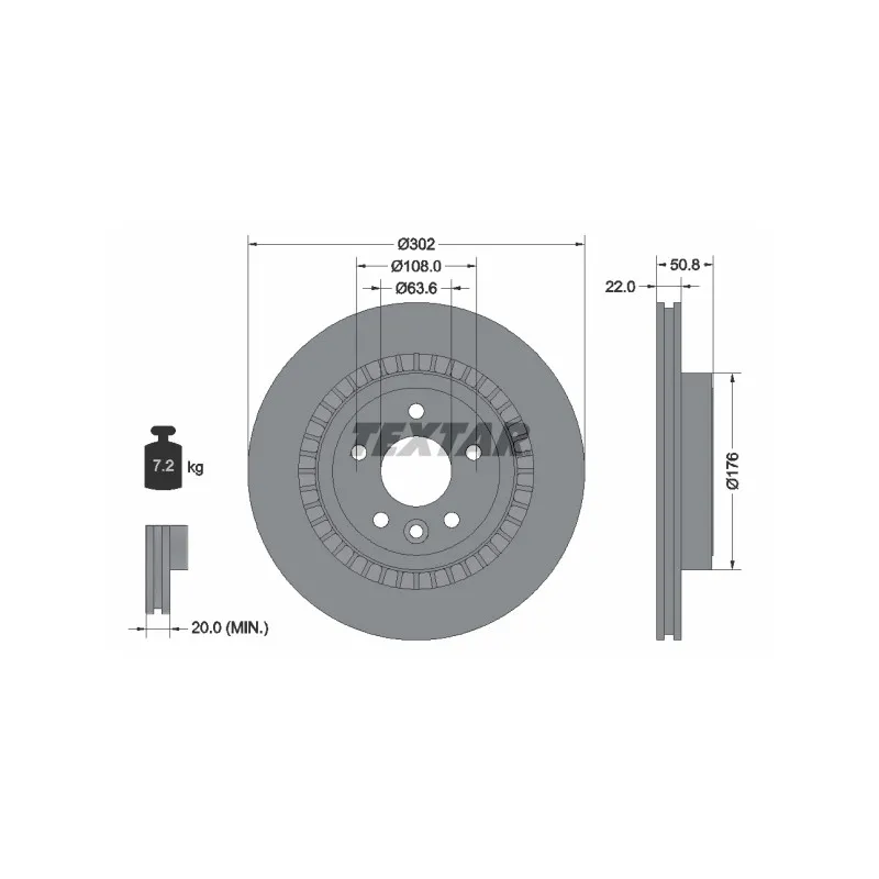 Jeu de 2 disques de frein arrière TEXTAR 92196403