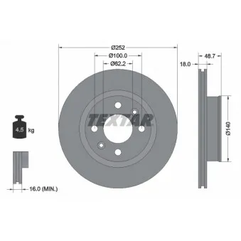 Jeu de 2 disques de frein avant TEXTAR 92196500