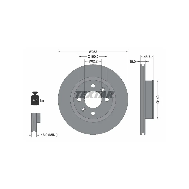 Jeu de 2 disques de frein avant TEXTAR 92196503