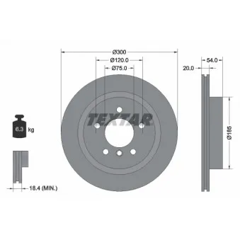 Jeu de 2 disques de frein arrière TEXTAR 92196605