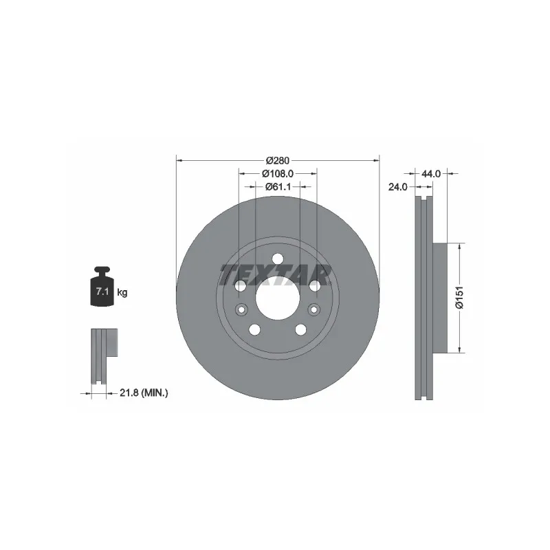 Jeu de 2 disques de frein avant TEXTAR 92196803