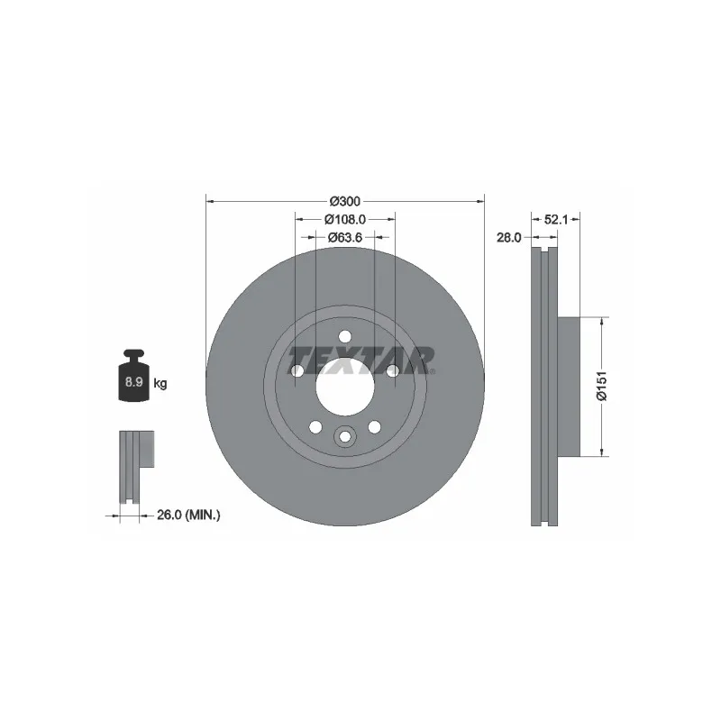 Jeu de 2 disques de frein avant TEXTAR 92196903